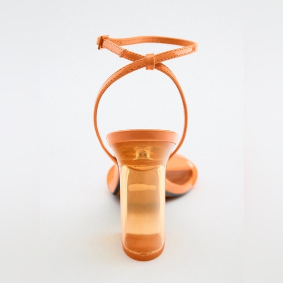 NWT. Zara Orange High Heel Methacrylate Sandals. Size 7,5. - Picture 6 of 8